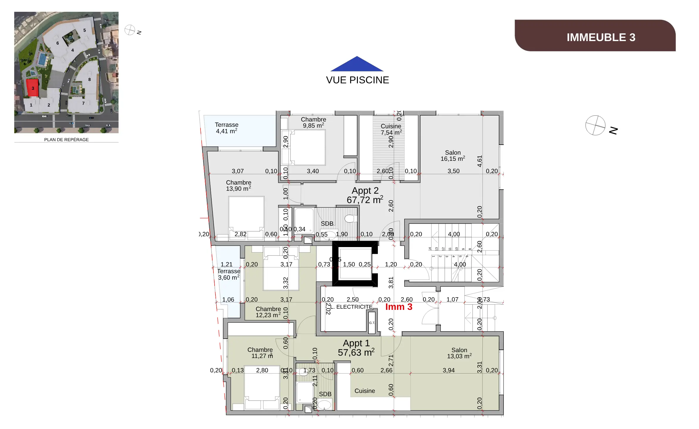 IMMEUBLE 1 - PLAN DU REZ-DE-CHAUSSÉE