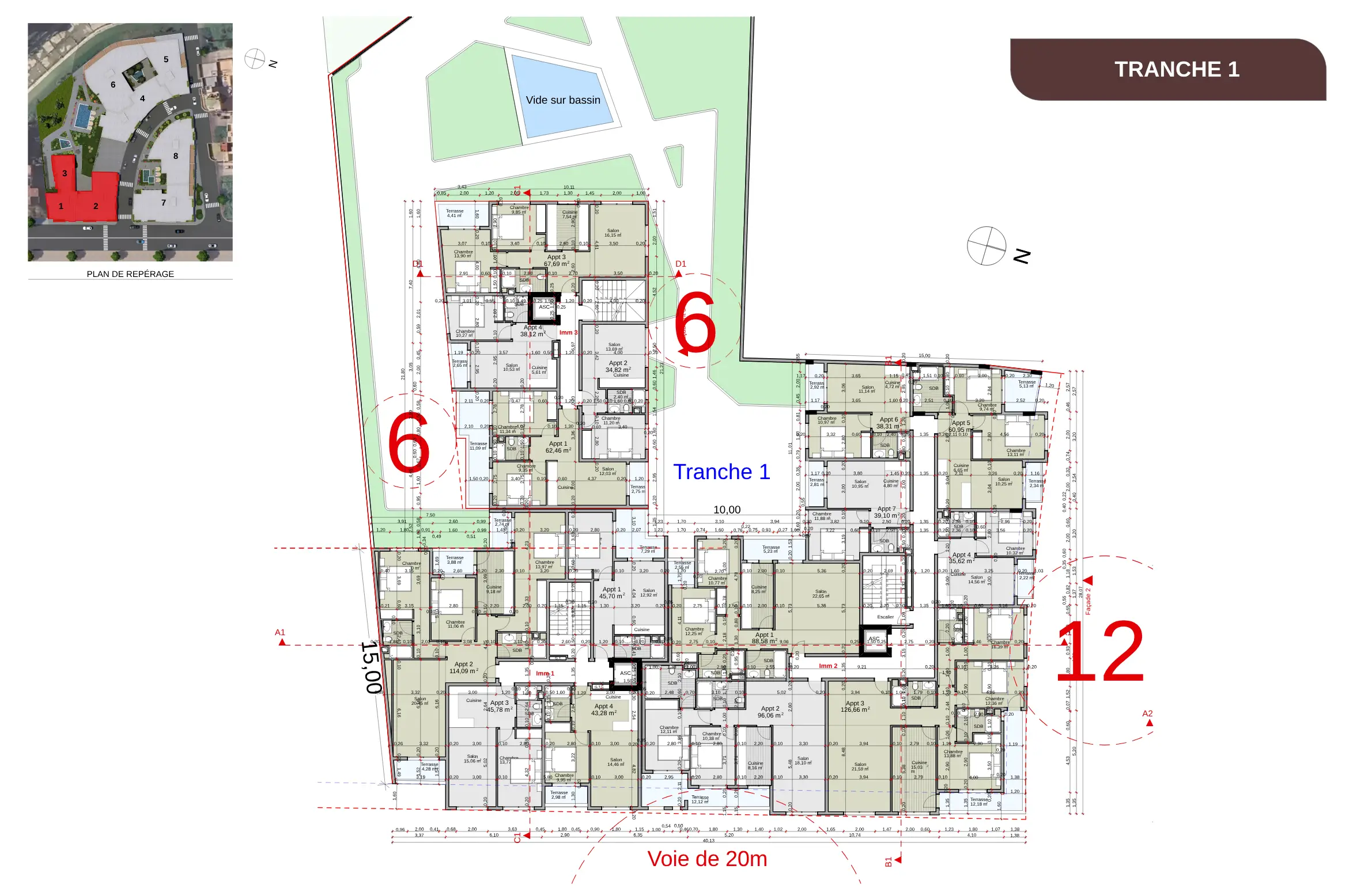 Tranche 1 - PLAN DU 1er, 2ème et 3ème ÉTAGES